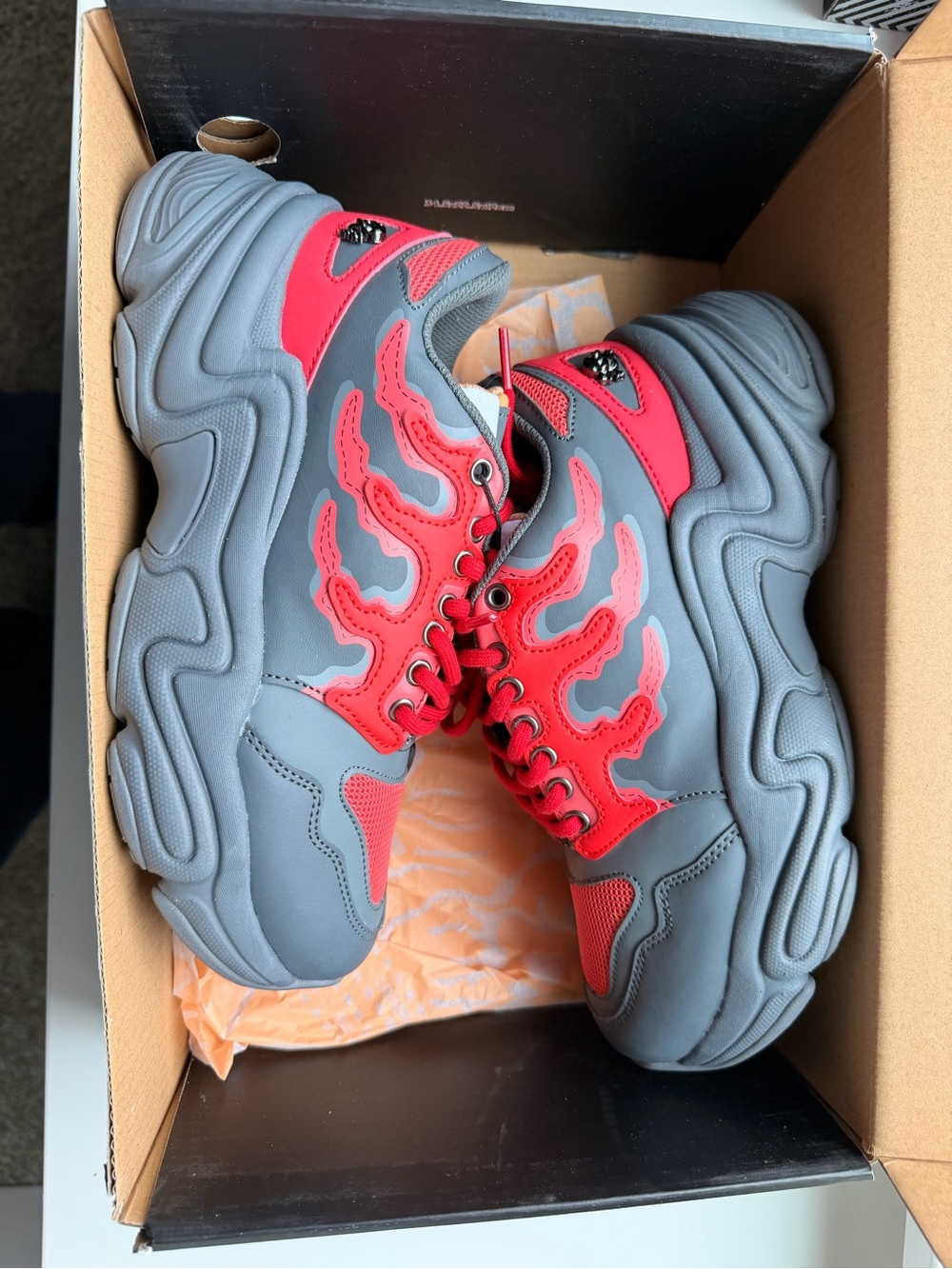 Brand X Red and Gray Chunky Sneakers - Unbranded